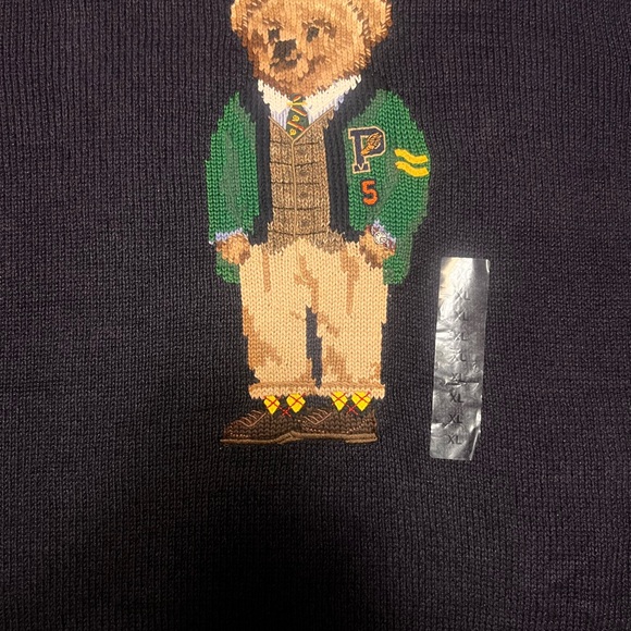 *BRAND NEW* Polo Ralph Lauren Crew Neck Polo Bear Sweater - Navy - Size: XL - Picture 3 of 3